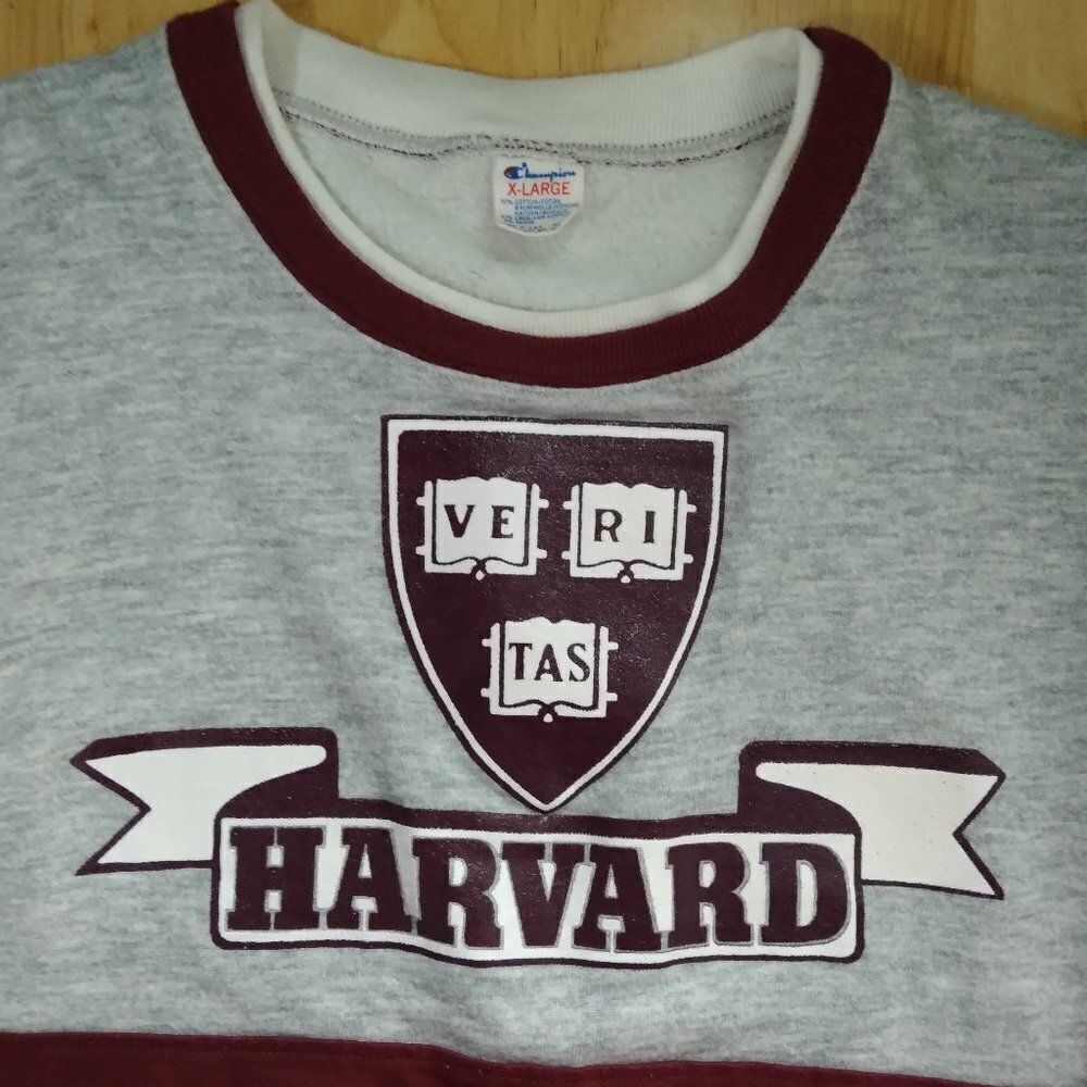 Vintage 80s Champion Harvard University Crest Crewneck Sweatshirt
